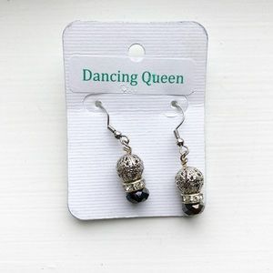Chic silver & monochrome beaded drop earrings
